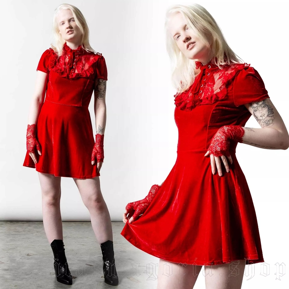 Red velvet dress